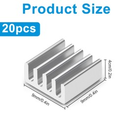 Tunejoy Heatsink Aluminium Heatsink with Thermal Tape for PC Laptop Transistor Semiconductor Electronic Components 9 x 9 x 4 mm Pack of 20