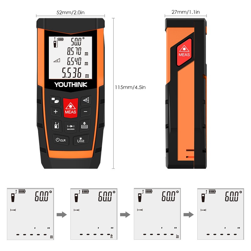 Laser Measure 196Ft Digital Laser Distance Meter with Electronic Level