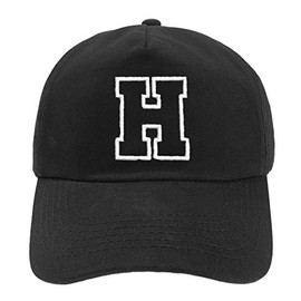 MFAZ Morefaz Ltd Boy Girl Adjustable Baseball Cap Black Children School Caps Kids Hat Sport Alphabet A-Z (H)