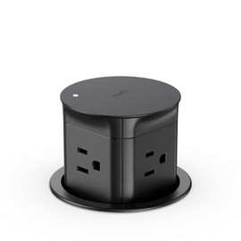 Automatic Pop Up Outlet Station for Kitchen Counter Island, Splash Resistant, 3.15" Diameter Round Pop Up Counter Outlet, Conference Table Power Hub