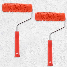 CODOHI 2 PCS 7'' Texture Roller Pattern Paint Roller for Wall Decoration Classic Brick Embossing Texture Rubber Roller Decorative Art Roller with Plastic Handle, Not Paint Rollers(Eg323t)