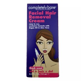 completely bare Lot of 2 completely bare Facial Hair Removal Cream Fresh Scent 0.5 fl oz New