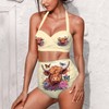 Uourmeti Butterfly Highland Cow High Waisted Bikini Sets for Women