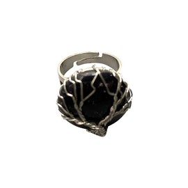 VIE Wire Wrapped Tree of Life Ring, 2cm, Blue Goldstone