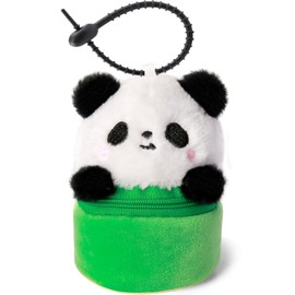 elephtree Creative Panda Plush Doll Coin Wallet Purse Charms Portable Bag Hanging Decoration Earbuds Case Cute Mini Small Wallets for Women