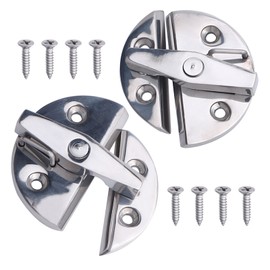 NovelBee 2pcs 316 Stainless Steel Door Catch Latches,2.3" Round Boat Hatch Hinges with Screws,Turn Twist Button Catch Latch for Door Cabinet