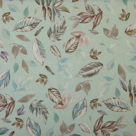 Kt KILOtela - Digital Printed Canvas Fabric, Organic Cotton Material for Sewing, Decoration, Upholstery, Cushions, Tablecloths, Width 280 cm, Choice of Length 50 in 50 cm, Beretta, Leaves, Green
