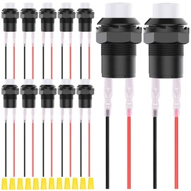 MKBKLLJY 12Pcs 12mm Momentary White Mini Push Button Switch AC 250V/1.5A 125V/3A ON Off Micro Round Push Button Switch 2Pin 12V with Terminal Wires and Wiring Cap for Car Boat PC Table Lamp DIY Model