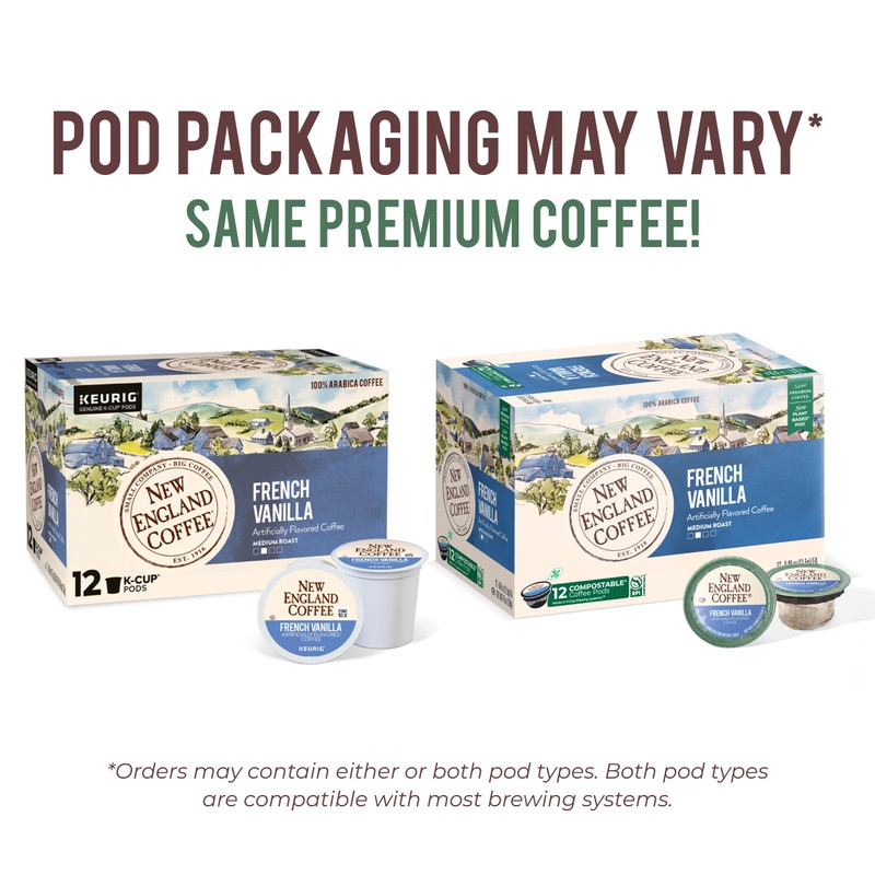 New England Coffee French Vanilla Medium Roast Single Serve Pods,