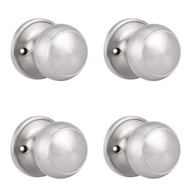 Probrico Square Door Knobs Brushed Nickel, Half Dummy Door Handles, Interior Closet Door Knobs, 4 Pack