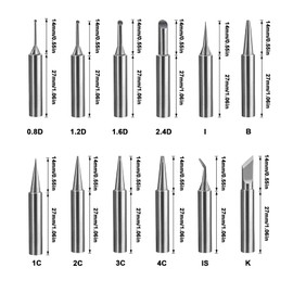 Pack of 12 900 m Soldering Tips, Soldering Iron Tips Set, Replacement Soldering Tips Set, Welding Tips for Soldering Stations, Compatible with Hakko Yihua Atten, Soldering Iron Replacement Welding