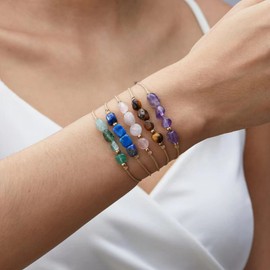 Zodiac Bracelets for Women Men,12 Constellations Healing Crystal Stone Beads Bracelet Birthday Zodiac Spiritual Jewelry Gifts