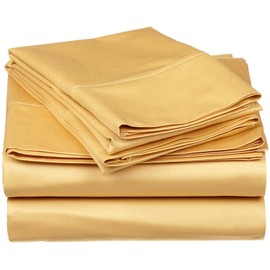 SRP Linen Pure 1000 Thread Count | 100% Egyptian Cotton Sheet Set | Queen(60" X 80") Mustard Sateen Weave Set 8"-14"(inch) Deep Pockets with Elastic Bounded 4 Piece Set