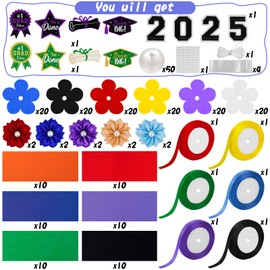 Graduation Money Lei 2025 Lei Making Kit DIY Candy Tubing for Class of 2025 Graduation Party Favors with Satin Flower Stickers Cardstock Money Leis for Graduation Decorations Gifts,No Money Included