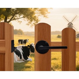 Double Sided Gate Latch for Wooden Fence Heavy Duty Swinging Door Latch Self Locking Gate Latch Gate Hardware for Wood Gates (R-Right hinged Door Handle)