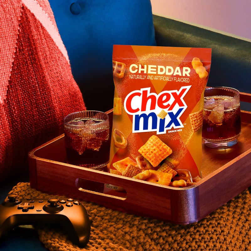 Chex Mix Cheddar Snack Mix, Savory Snack Bag, Family Size,