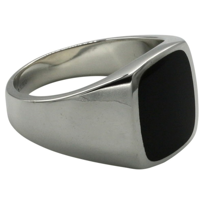 Fine Signet Ring with Onyx Solid Silver 925, Silver