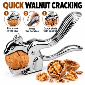 Stainless Steel Squirrel Nutcracker Tool – Multifunctional Handheld Nut Shell Opener for Walnuts, Pecans, Hazelnuts, Almonds and Pine Nuts