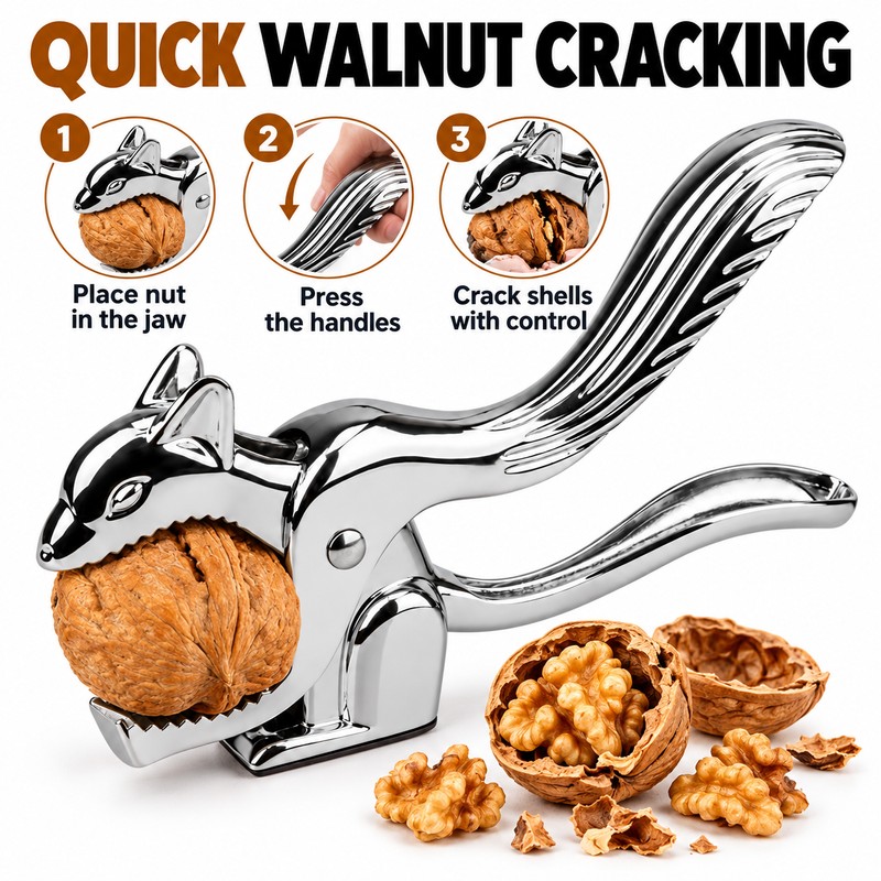 Stainless Steel Squirrel Nutcracker Tool – Multifunctional Handheld Nut Shell