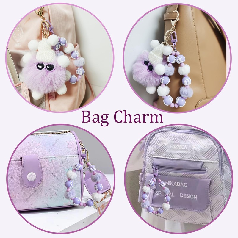 Cute Phone Lanyard Wrist Strap Tether Tab & Plush Pompom