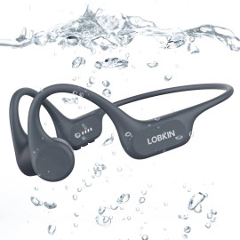 LOBKIN Bone Conduction Headphones Wireless 5.4 Swimming Headphones Underwater IP68 Waterproof Open Ear Sports Built-in 32GB MP3color: Grey, model number: X21