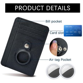 Airtag Wallet for Men with Air Tag Holder, Slim Minimalist Front Pocket Wallet for AirTag RFID Blocking Wallet With ID Window (GI-KB-Cross Pattern Black)