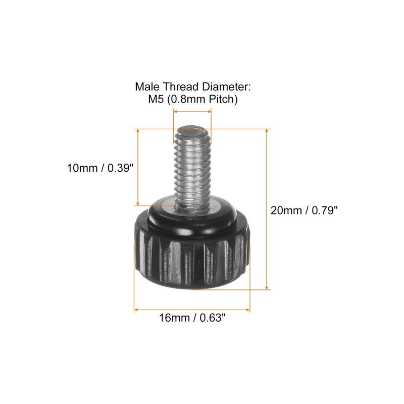 sourcing map 14pcs Knurled Knobs M5 x 10mm Male Thread