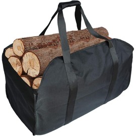 Premium Firewood Bag, Made of Polyester, Portable Firewood Basket, Foldable Fireplace Bag, Waterproof Fireplace Bag, black, Utilitarian" or "NA