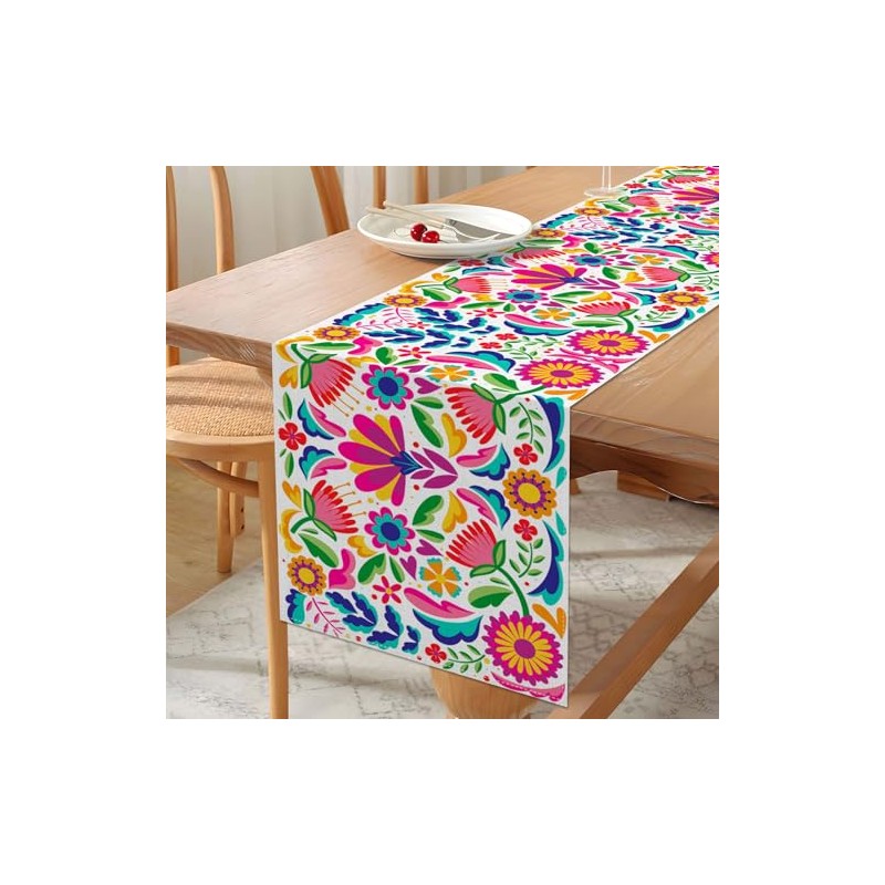 Vohado Camino de Mesa Floral Mexicano Día de los Muertos