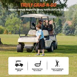 Veyntra Magnetic Golf Towel, Waffle Microfiber Golf Towel with Carabiner Clip, Magnet for Easy Club Pick-Up, Quick Dry Golf Ball Cleaning Towel for Bag, Cart, Club or Belt (Black)