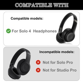 Aiivioll Solo 4 Earpad Covers, Suitable for Solo 4 Ear Cushion Covers, Headphone Protective Pads. Made of Soft Protein Leather Ear Pads, Sound Isolation, Memory Foam (Black)