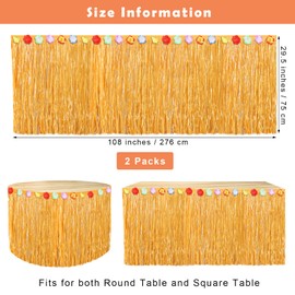 Eowppue Hawaii Table Skirts Luau Lot of 2 Natural Hawaiian Table Skirts 2.7 x 75.1 cm for Tropical Hawaiian Party Decorations, Straw Yellow