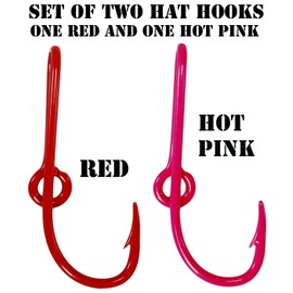 BT Outdoors Custom Colored Eagle Claw Hat Fish Hooks for Cap -Set of Two Hat pins- One Red and One Hot Pink Hat Hook Money/Tie Clasp