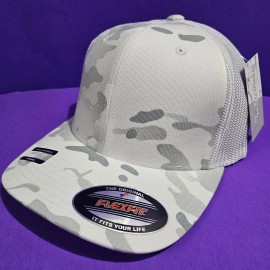 Yupoong NEW Lot Of 4 Yupoong Multicam Alpine Flexfit Trucker Hats White Gray Camo NWT