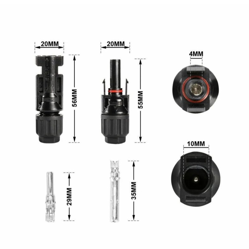 5/10/20PCS Connectors For IP67 MC4 Solar Panel 30A Plug Socket