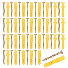 Drywall Anchor kit, 60 Pieces Plastic Expander Anchor Screw Hole Fillers and Screws Galvanized Plated for Drywall Hollow Wall Concrete Ceiling Tile Wood (M6x40mm 30set)