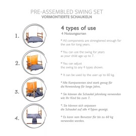 Bosphorus Canvas Wood Baby Swing by Bosphorus- Wooden Hanging Play Swing Set Seat Chair-