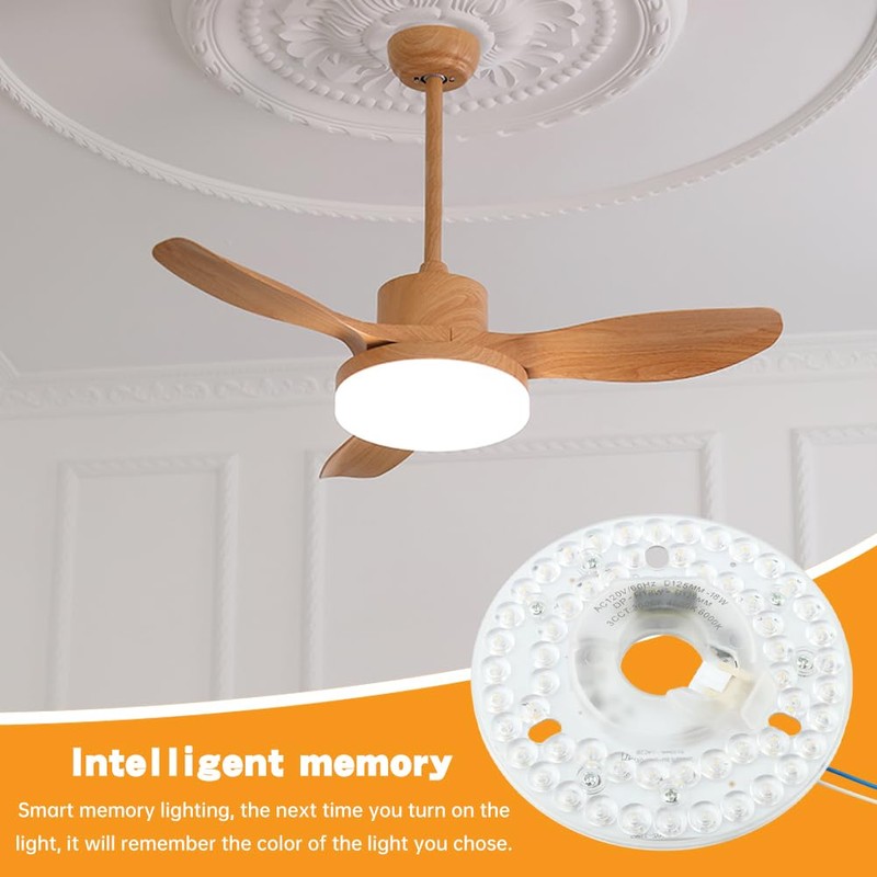 HKZTUY 18W 4.9-Inch Ceiling Fan LED Light Replacement, Dimmable LED