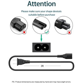 2 Prong Power Cord for TCL Roku Smart LED LCD HD TV 24" 32" 40" 42" 43" 48" 50" 55" 60" 65" 75" 85" Inch TV Replacement TCL Roku TV C7 AC Power Cable Plug A Power Supply Cord 3 Feet