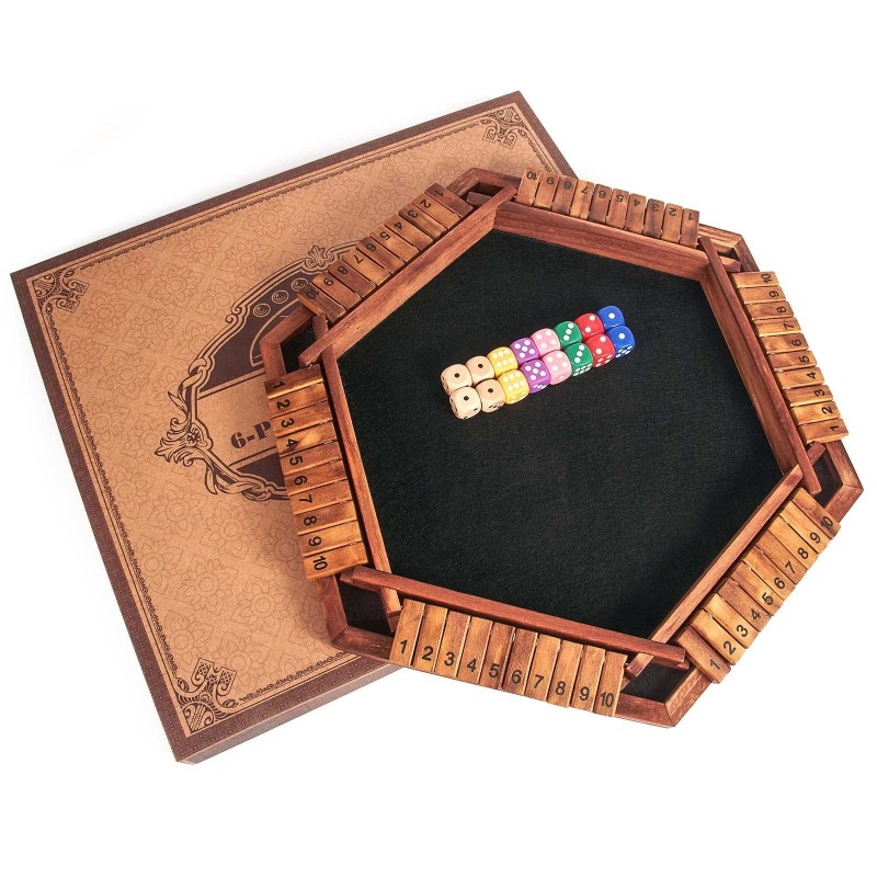 Amerous Upgraded 1-6 Players Shut The Box Dice Game Wooden