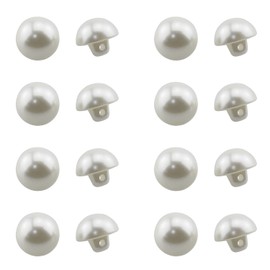 Half Domed Pearl Button ZCZQC 50PCS 15mm White Round Half Ball ABS Plastic Pearl Buttons with Sewing Shank for Sewing Clothing Dress Sweater Crafts DIY Jewelry Making Accessories Mushroom Shape Button