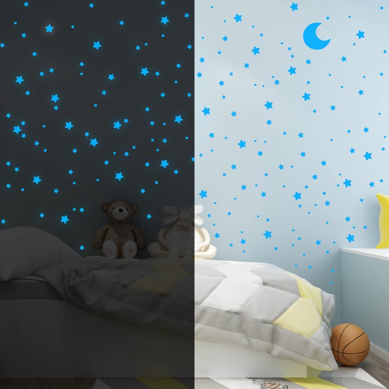 Glow Ceiling Stars Blue for Kids Bedroom, Glow in The