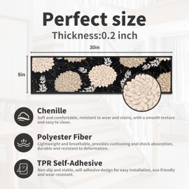 Non-Slip Carpet Stair Treads 4PCS, 8"x30" Peel and Stick Stair Runner for Wooden Steps Indoor, Washable Reusable Adhesive Backing, Pet-Friendly Safety Mats for Kids, Elders, Dogs