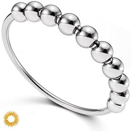 Montosun 925 Sterling Silver Anti Anxiety Ring Fidget Ring for Women Men Fidget Spinner Relief Ring with Beads Anxiety Spinning Ring (6)