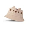 Pusheen Cat Girl Beige Bucket Hat | Novelty Face Design