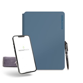 New Rocketbook Pro 2.0 Smart Notebook | Steel Blue | Scannable Office Notebook with 20 Sheet Page Pack - Lined and Dot Grid | Hardcover Vegan Leather Reusable Notebook with 1 Pilot Frixion Pen & 1 Microfiber Cloth | Letter Size: 8.5 in x 11 in