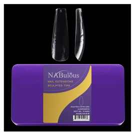 NABulous Soft Gel Coffin Shaped Gel Nail Tips Long Length - Durable Full Cover Nail Tips - Made From Real Soft Gel, 10 Sizes, 500 Pieces - Easy To Remove (Coffin Long)