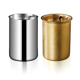 2 x Ashtray Stainless Steel for Outdoor Use, Zodors Metal Odour-Proof Ashtray Windproof Portable for Wind Ashtray Garden and Balcony Car Garden Office Household