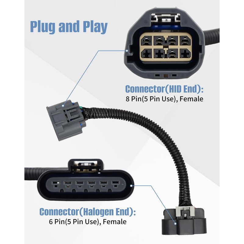 Wiring Harness Adapter HID to Halogen Headlight Fit for GMC