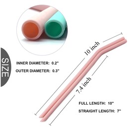 Senneny Set of 6 Silicone Drinking Straws for 30oz and 20oz - Reusable Silicone Straws BPA Free Extra Long with Cleaning Brushes- 6 Bent- 6mm diameter